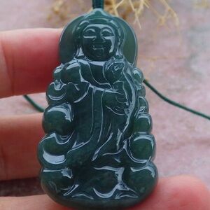 Elegant Certificate Jadeite jade Green protection Kwan Yin Guanyin Pendant